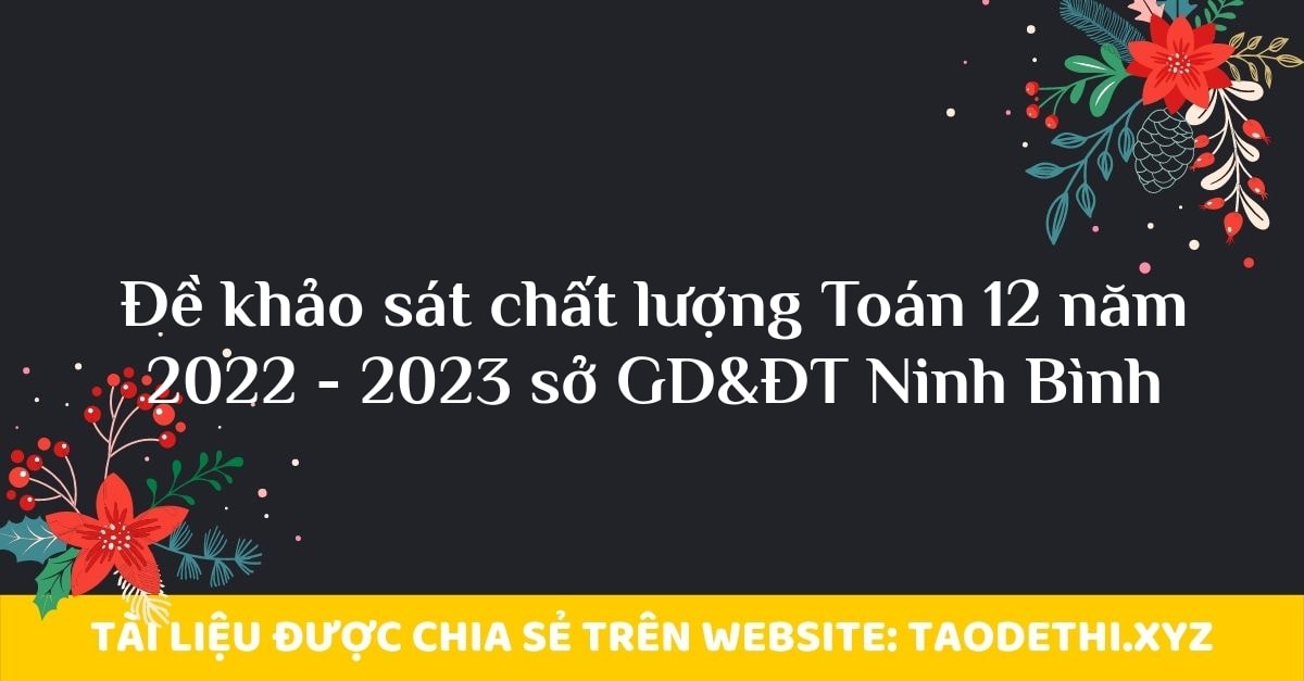 Đề khảo sát chất lượng Toán 12 năm 2022 - 2023 sở GD&ĐT Ninh Bình Đề khảo sát chất lượng Toán 12 năm 2022 - 2023 sở GD&ĐT Ninh Bình
