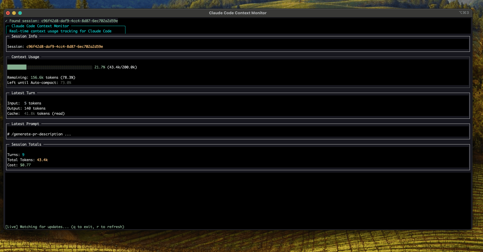 Context Usage Percentage Indicator