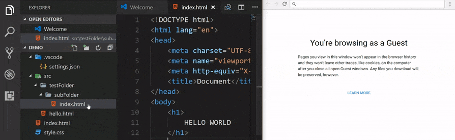 Generated index.html File visible