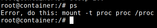 ps does not work in the container