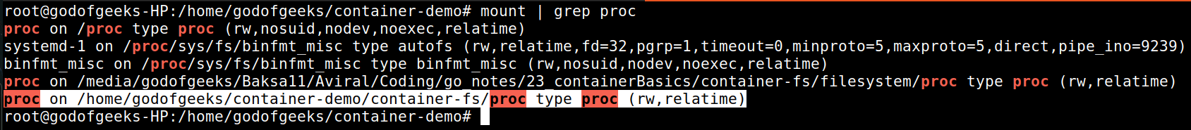 output of mount in host