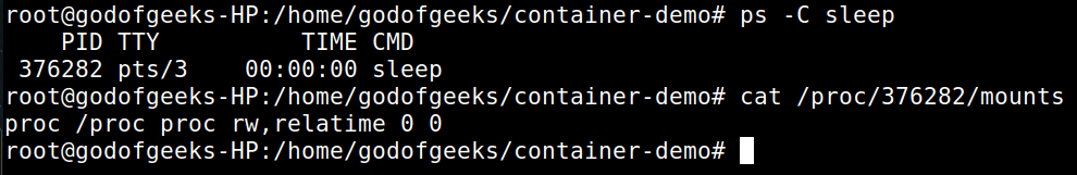 see mount info of process on host