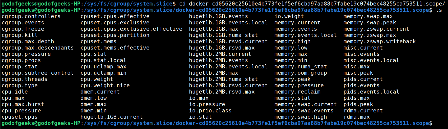 docker container's cgroups