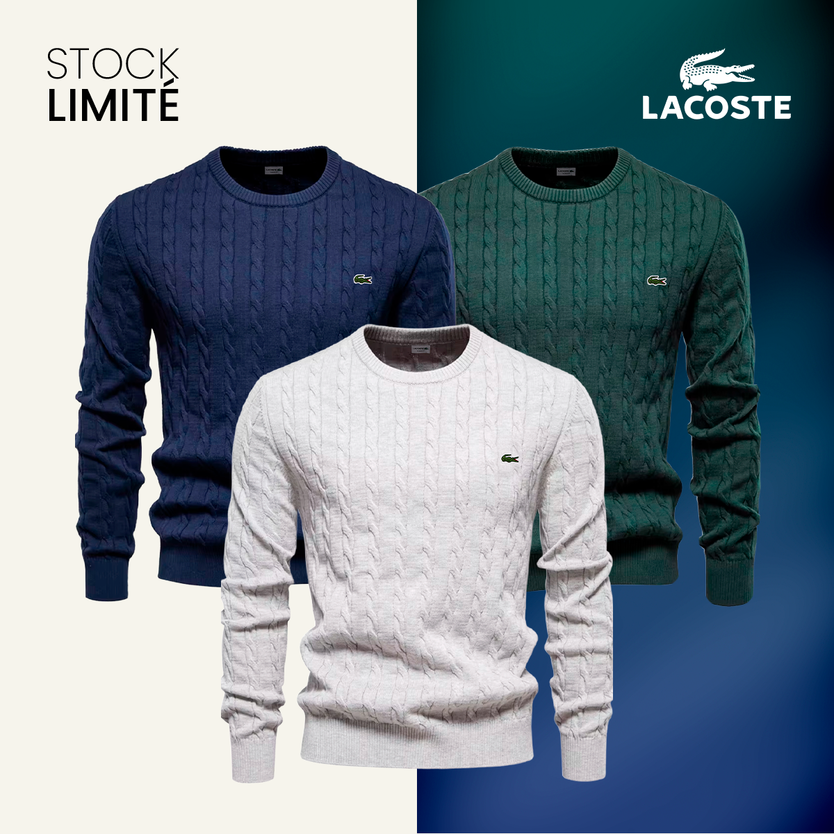 Pull vert — maille torsadée Héritage LC™