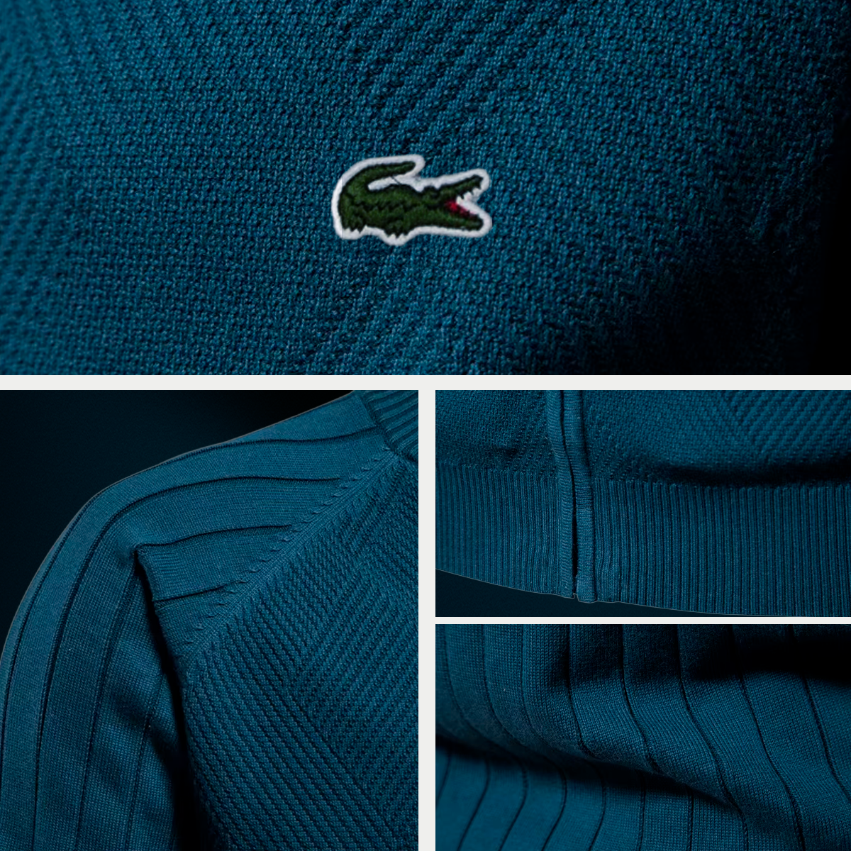 Détails du cardigan LC — texture et finitions de luxe