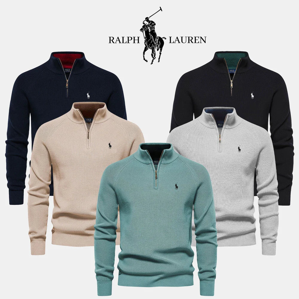 Details des Strickpullovers – Zopfmuster-Textur und Rippenbündchen