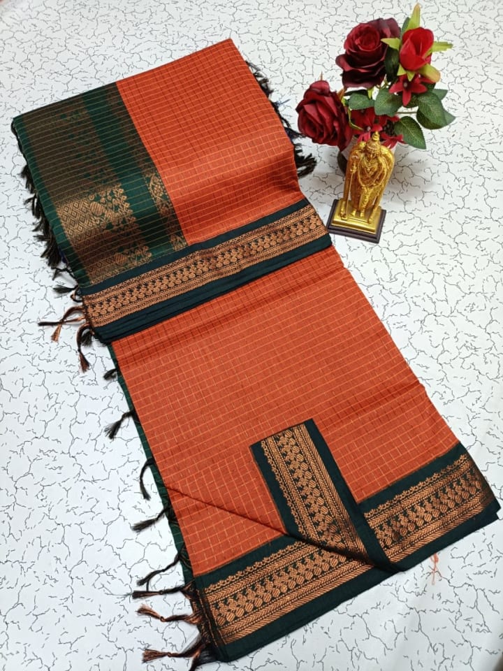 Checked Kalyani cotton Saree 1 — main product view