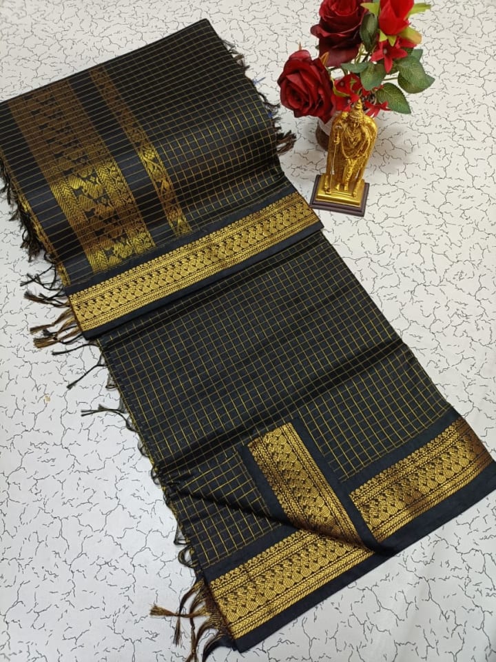 Checked Kalyani cotton Saree 21 — main product view