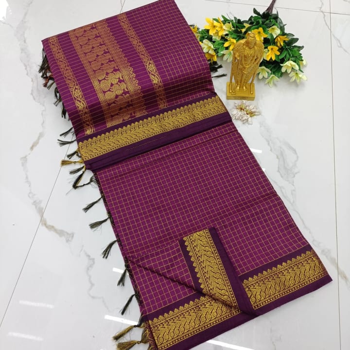 Checked Kalyani cotton Saree 24 — main product view
