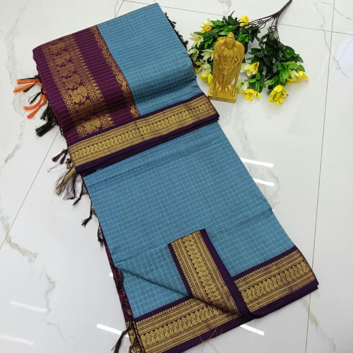 Checked Kalyani cotton Saree 50 — main product view