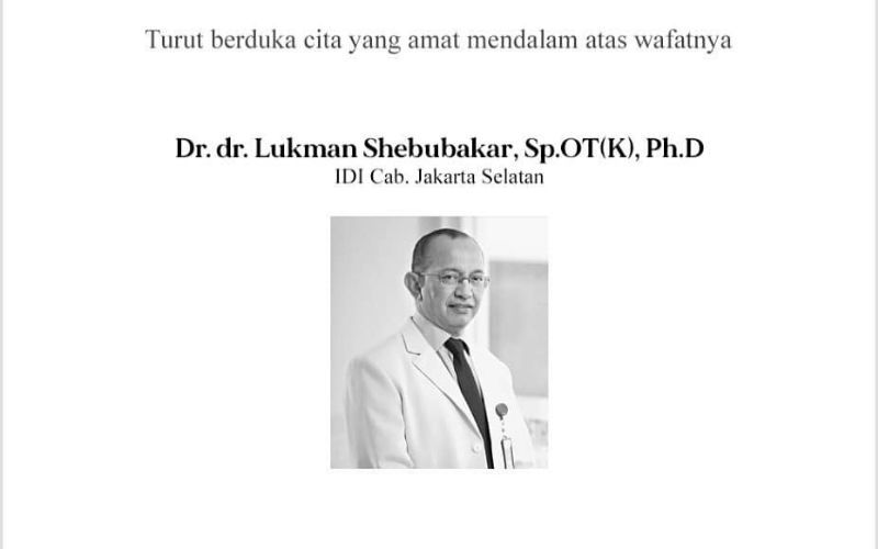 Dokter Lukman Shebubakar Tutup Usia karena Corona