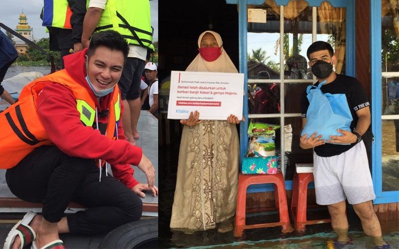 Fadil Jaidi dan Baim Wong Turun Langsung Salurkan Bantuan Untuk Kalimantan Selatan