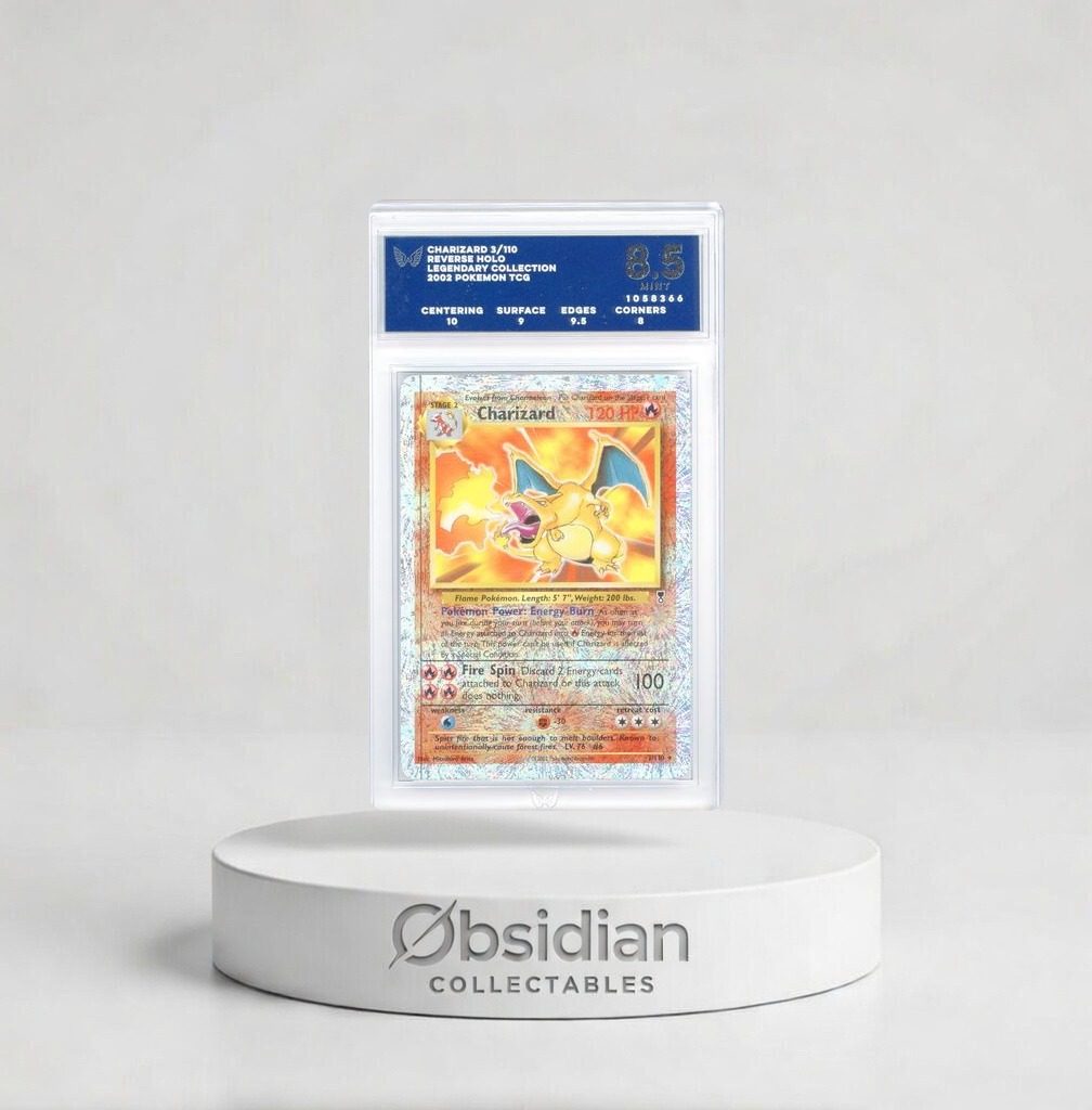 charizard pokemon card 3/110 Legendary Collection Holo CGC 9 corner wear Charizard - 2002 Reverse Holo