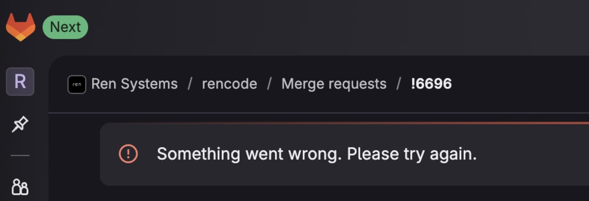 Screenshot of GitLab error message