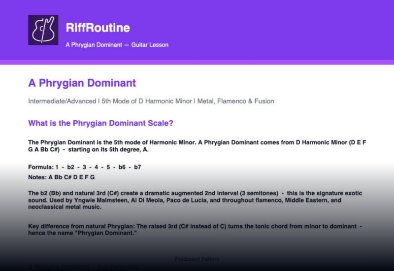 Preview of A Phrygian Dominant - Guitar lesson