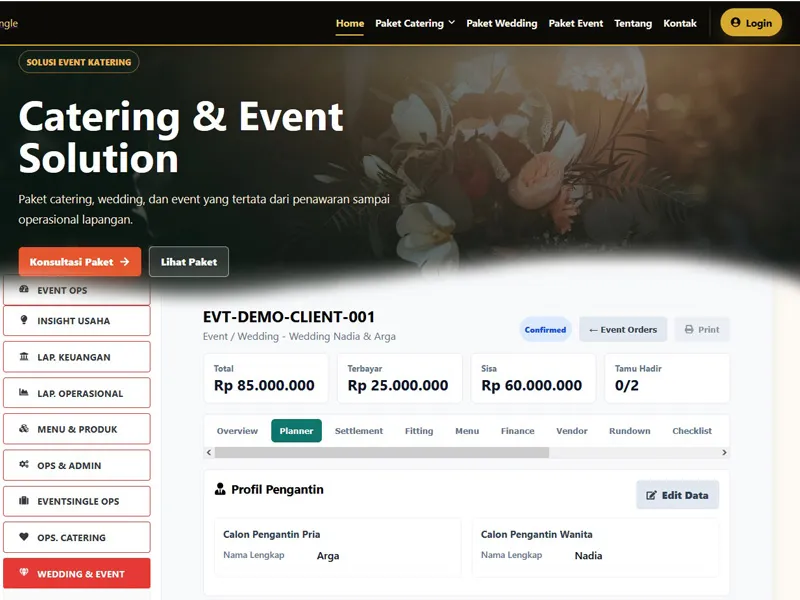 Sistem Manajemen Catering, Event Organizer & Wedding Organizer
