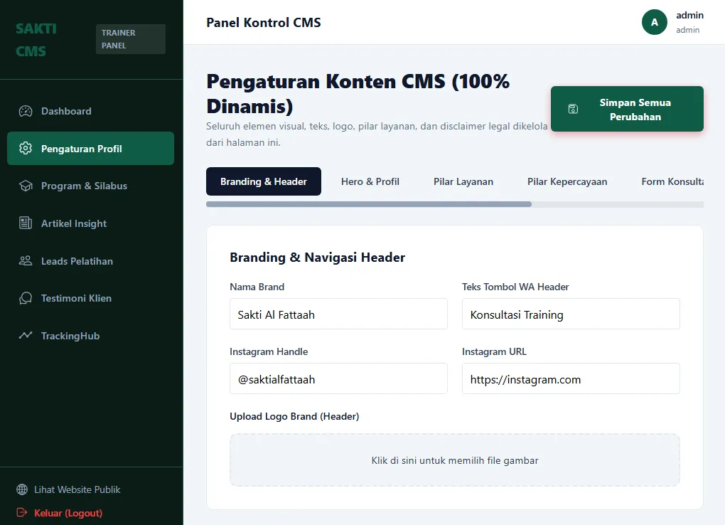 Platform Web Dinamis & CMS Portofolio Trainer detail 2