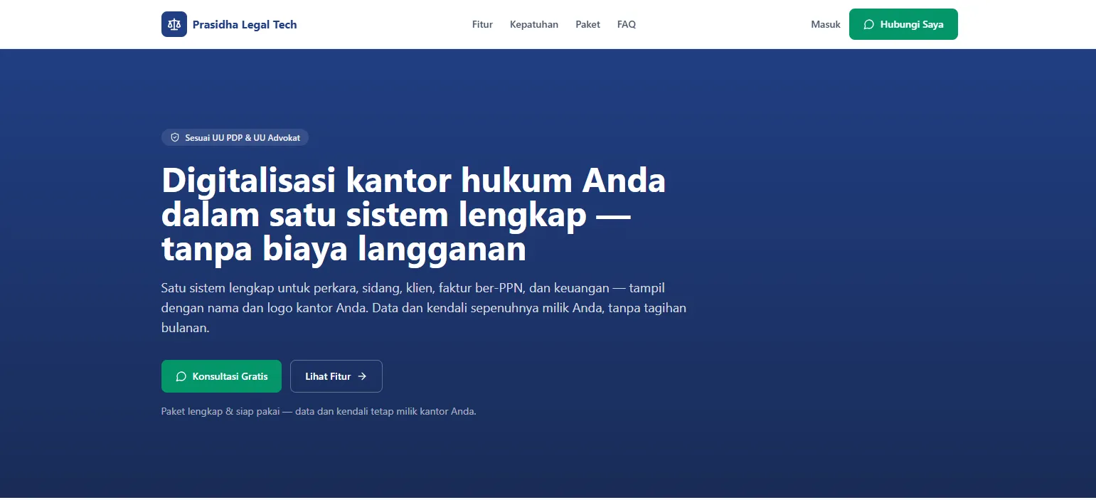 Prasidha Legal Tech · Law Firm Management