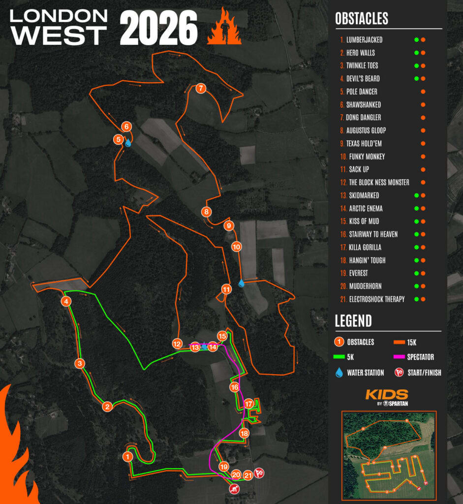 Tough Mudder London West course map