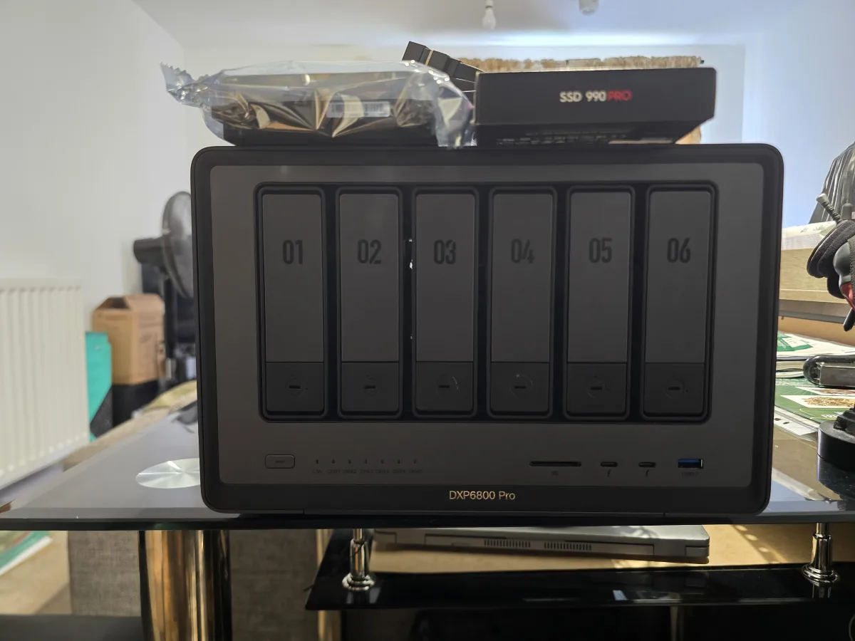 Image of the UGREEN NASync DXP6800 Pro, a self-hosted NAS box.