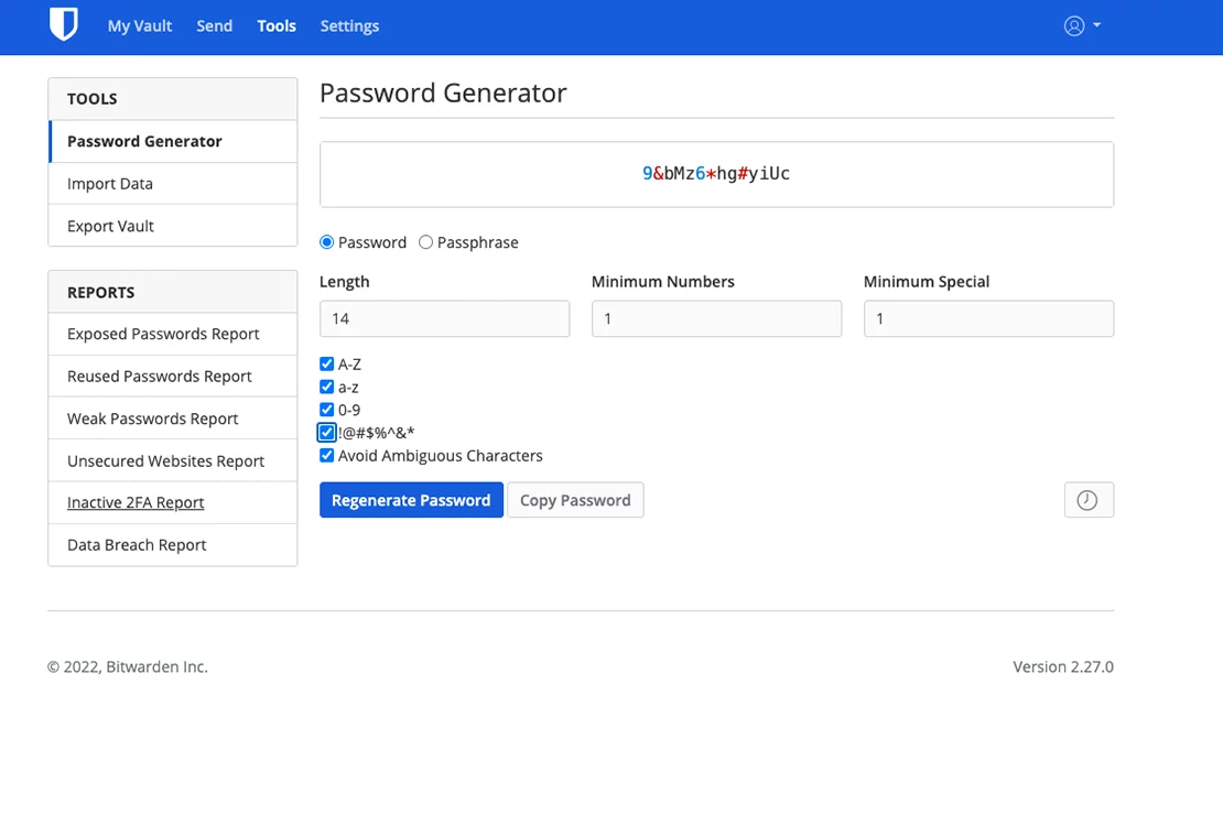 configurazione password