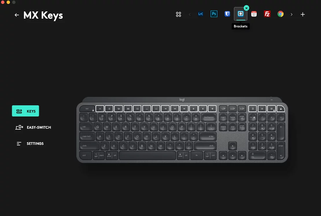 logitech mx keys configurazione