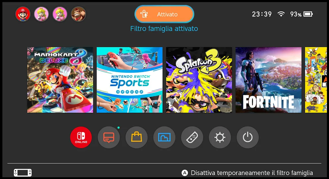 configurazione filtro famiglia