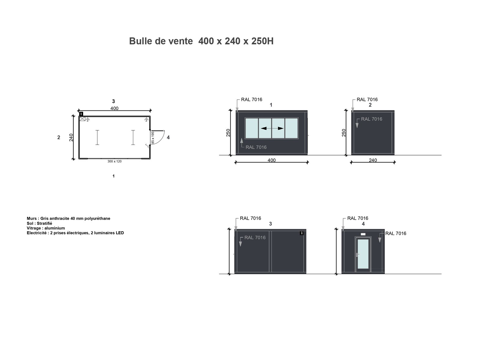 BUNGALOW-VERKAUFSBUBBLE 4 M x 2,40 M x 2,50 M - 5