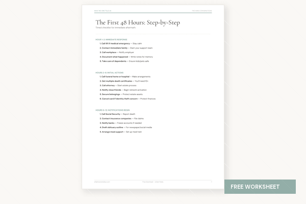 First 48 Hours checklist preview with FREE WORKSHEET badge