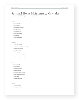 Home Maintenance Calendar PDF preview