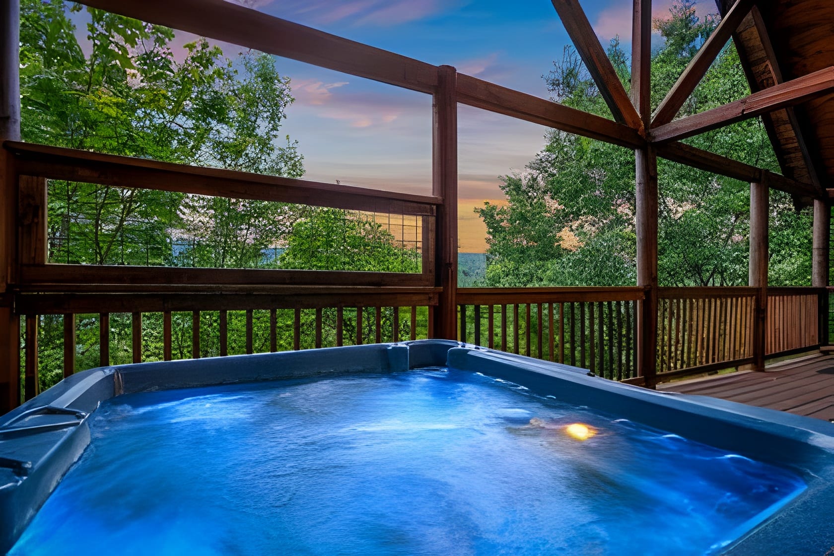 Sherwood Forest Resort cabins surrounded by trees