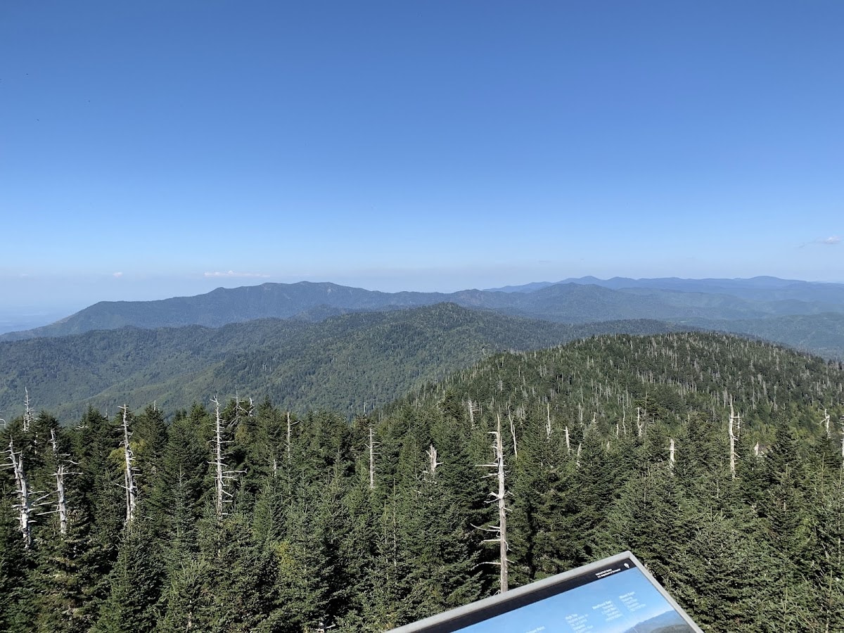 A couple watching the sunset from Clingmans Dome.