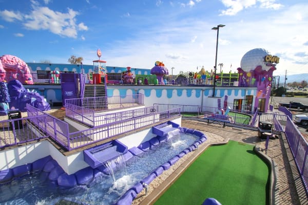 Creative mini golf course with candy theme