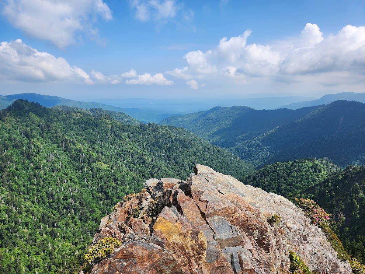 Dramatic mountain landscape with rocky outcrops