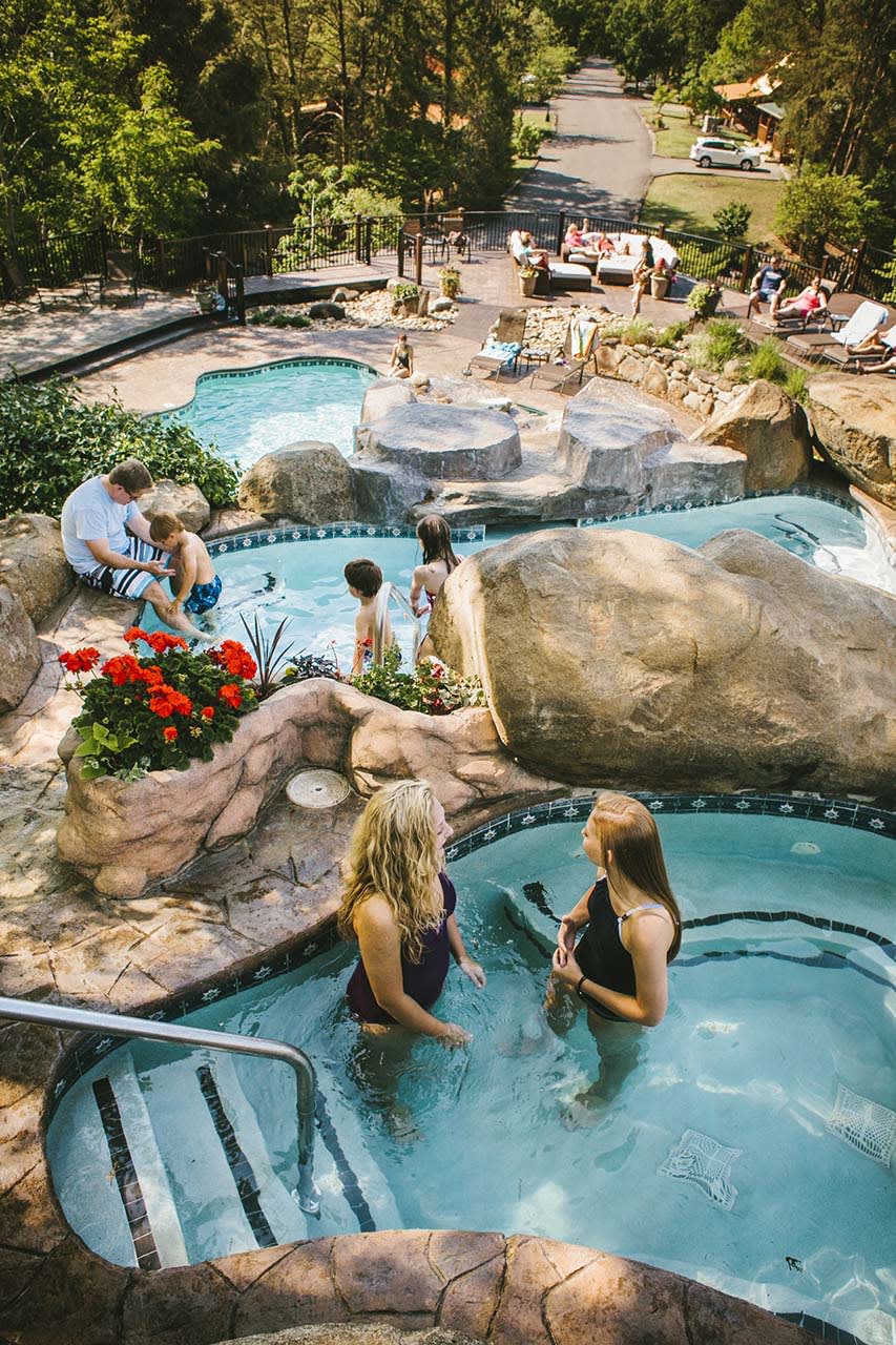 Hidden Mountain Resort Tiered Pool and Waterfalls - Sevierville Cabin Rental Resort