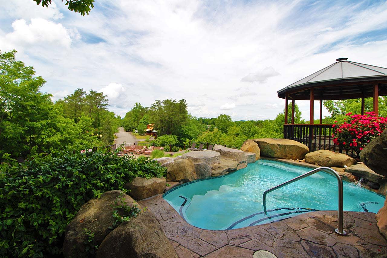 Hidden Mountain Resort Landscaped Pool Area - Sevierville Cabin Rental Resort