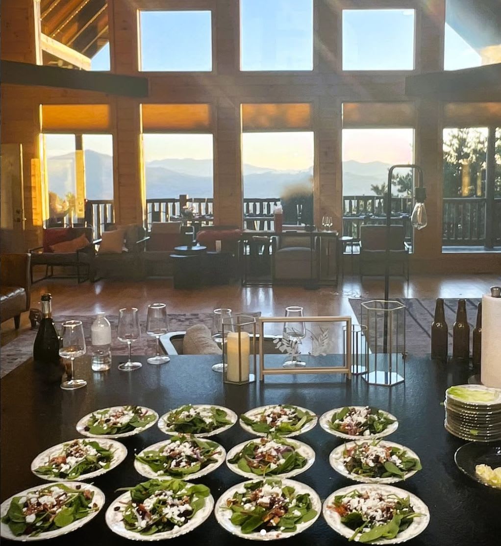 Private chef preparing dinner in a luxury cabin