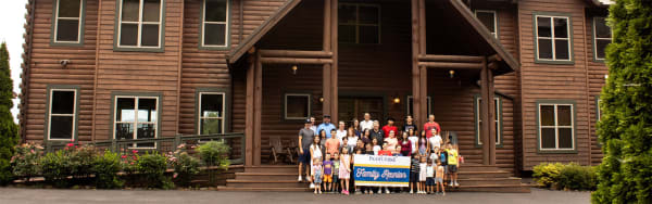 Family reunion group at a large Smoky Mountain cabin