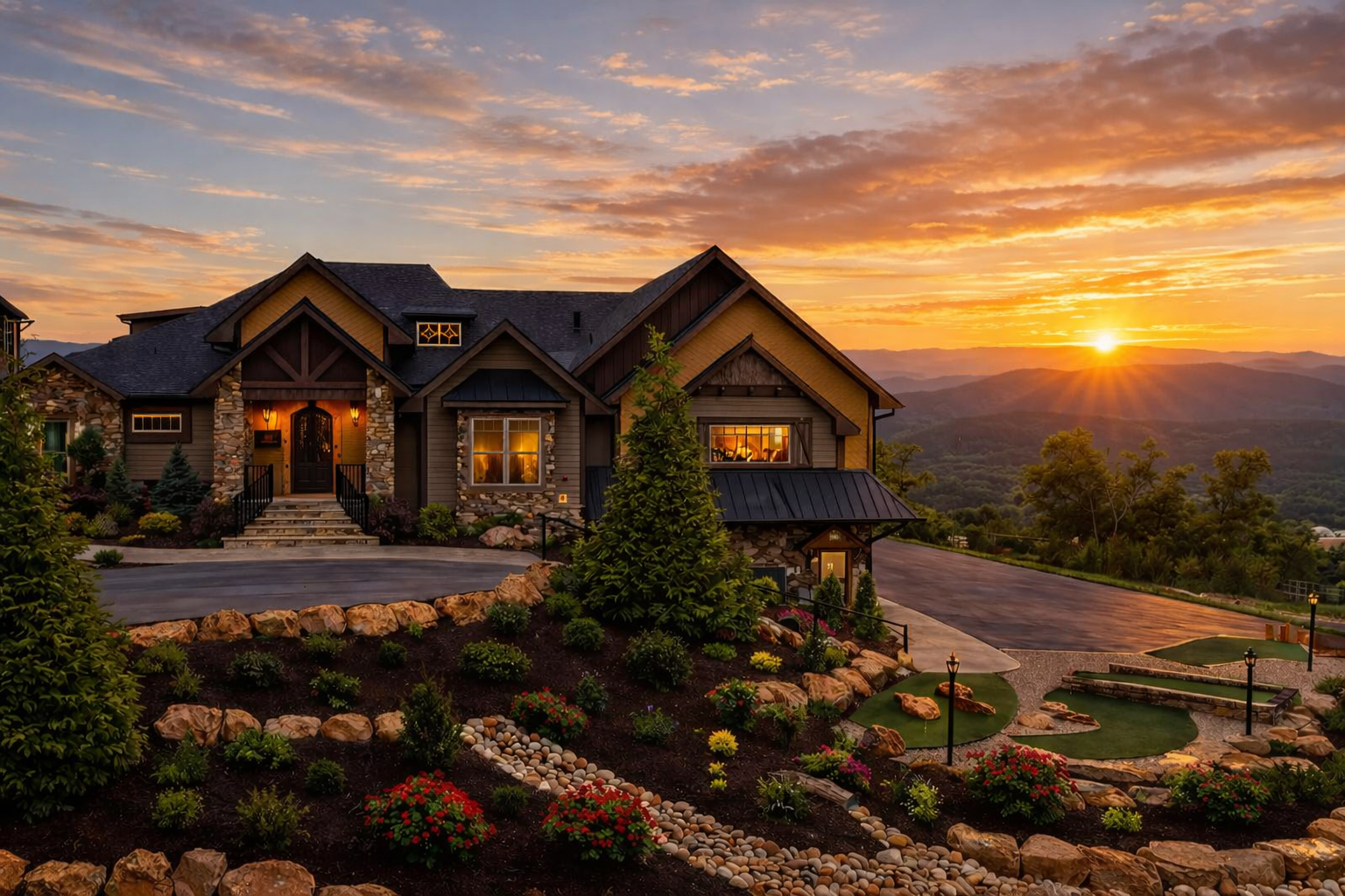 Tennessee whiskey sunset view from a Vantage cabin