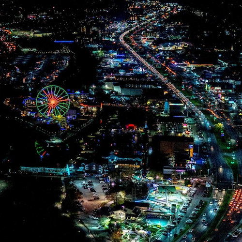 Pigeon Forge Parkway at night