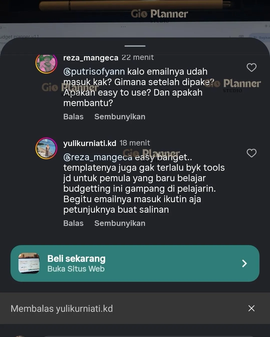 Testimoni pengguna Gio Planner 1