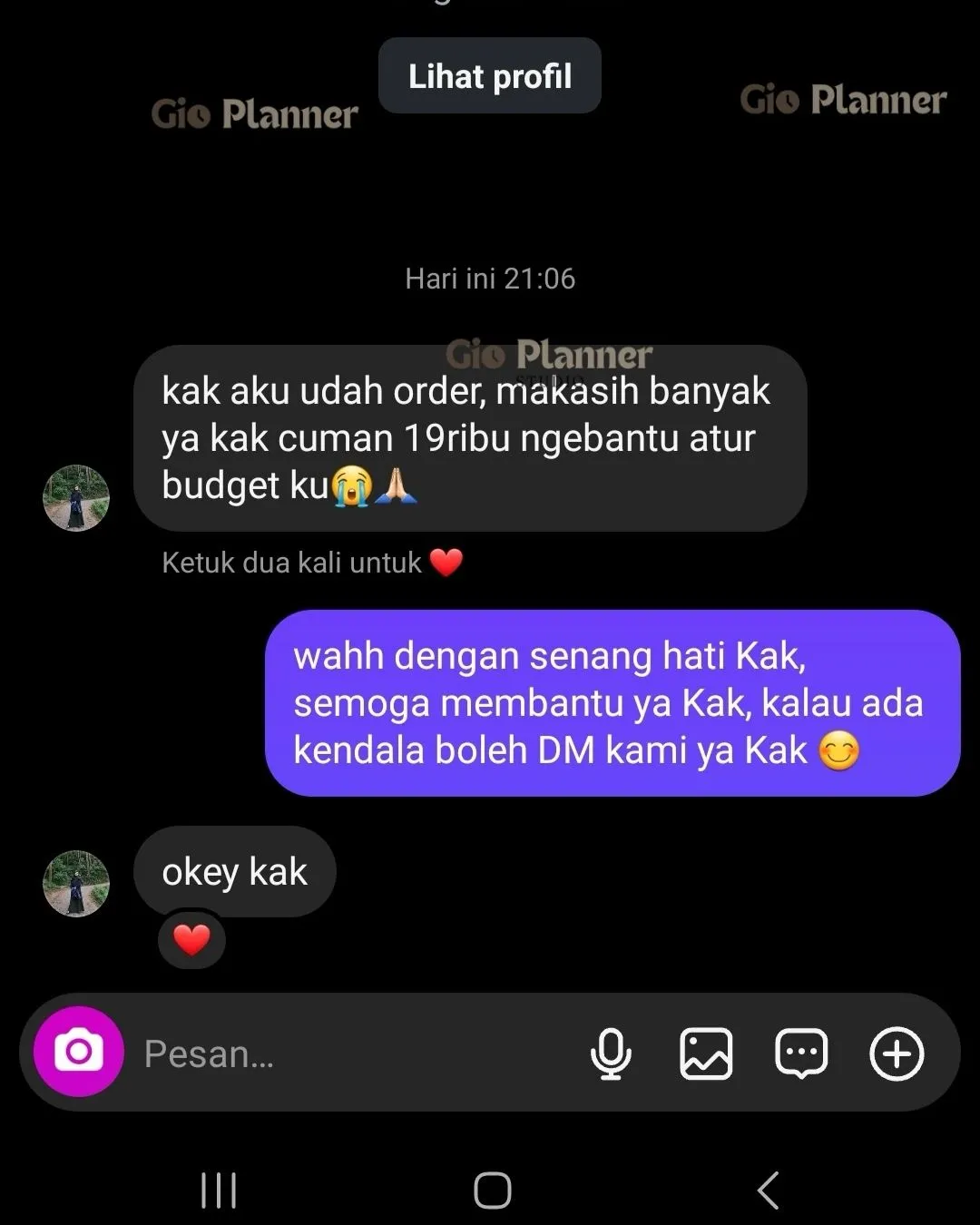 Testimoni pengguna Gio Planner 4