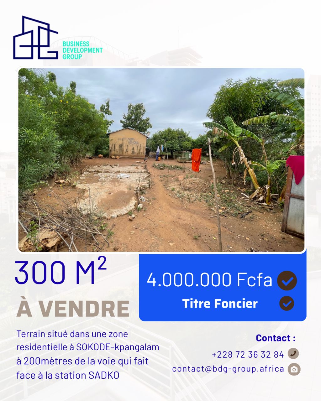 A VENDRE - TERRAIN DE 300 M² A SOKODE - KPANGALAM