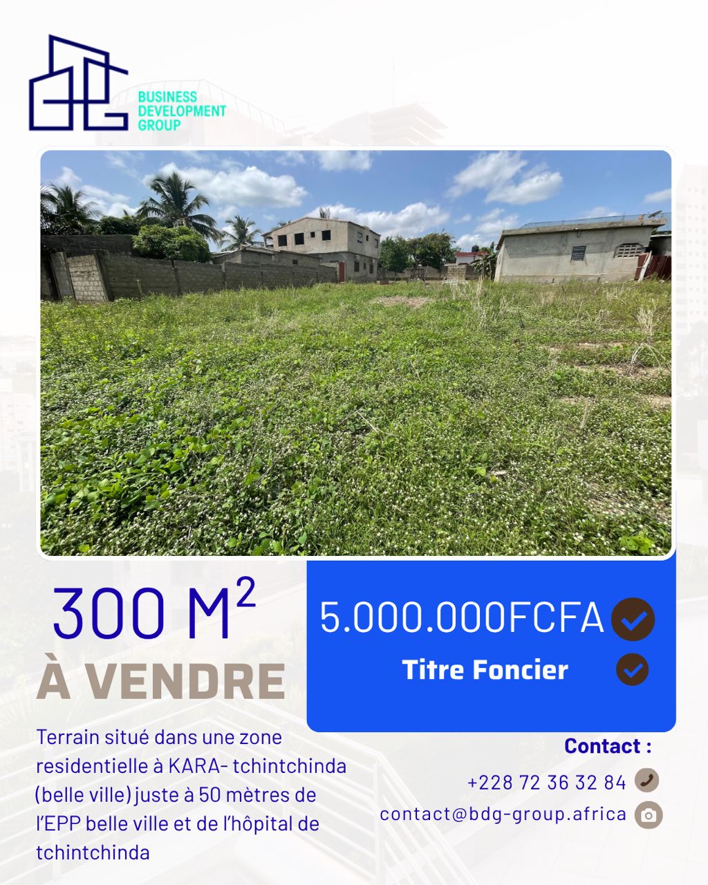 A VENDRE - TERRAIN DE 300 M² A KARA - TCHINTCHINDA