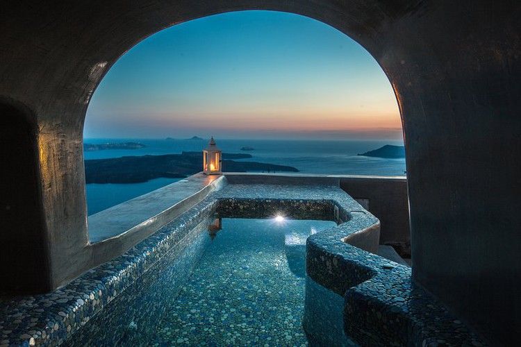 Santorini Cliffside Cave Suite with Sunset View