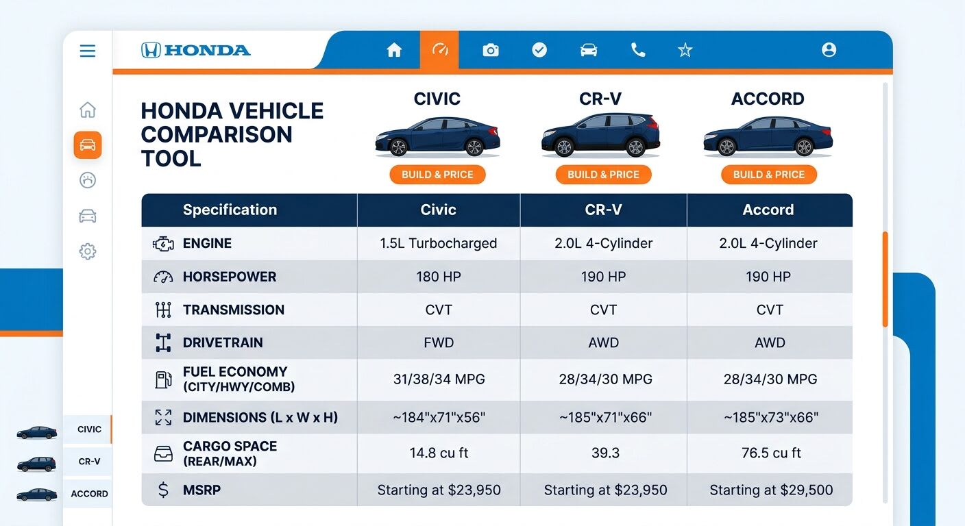 Honda Model Comparison Tool
