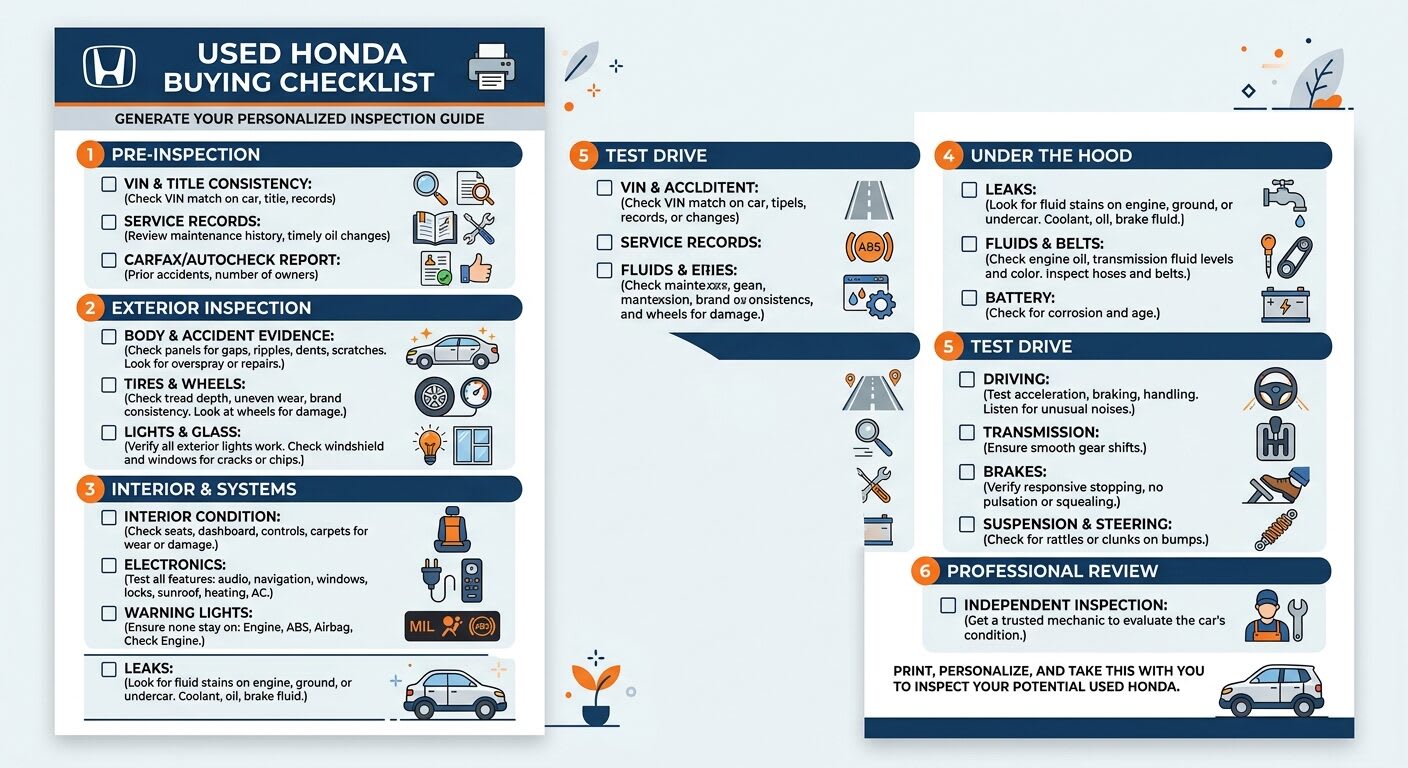 Used Honda Buying Checklist Generator