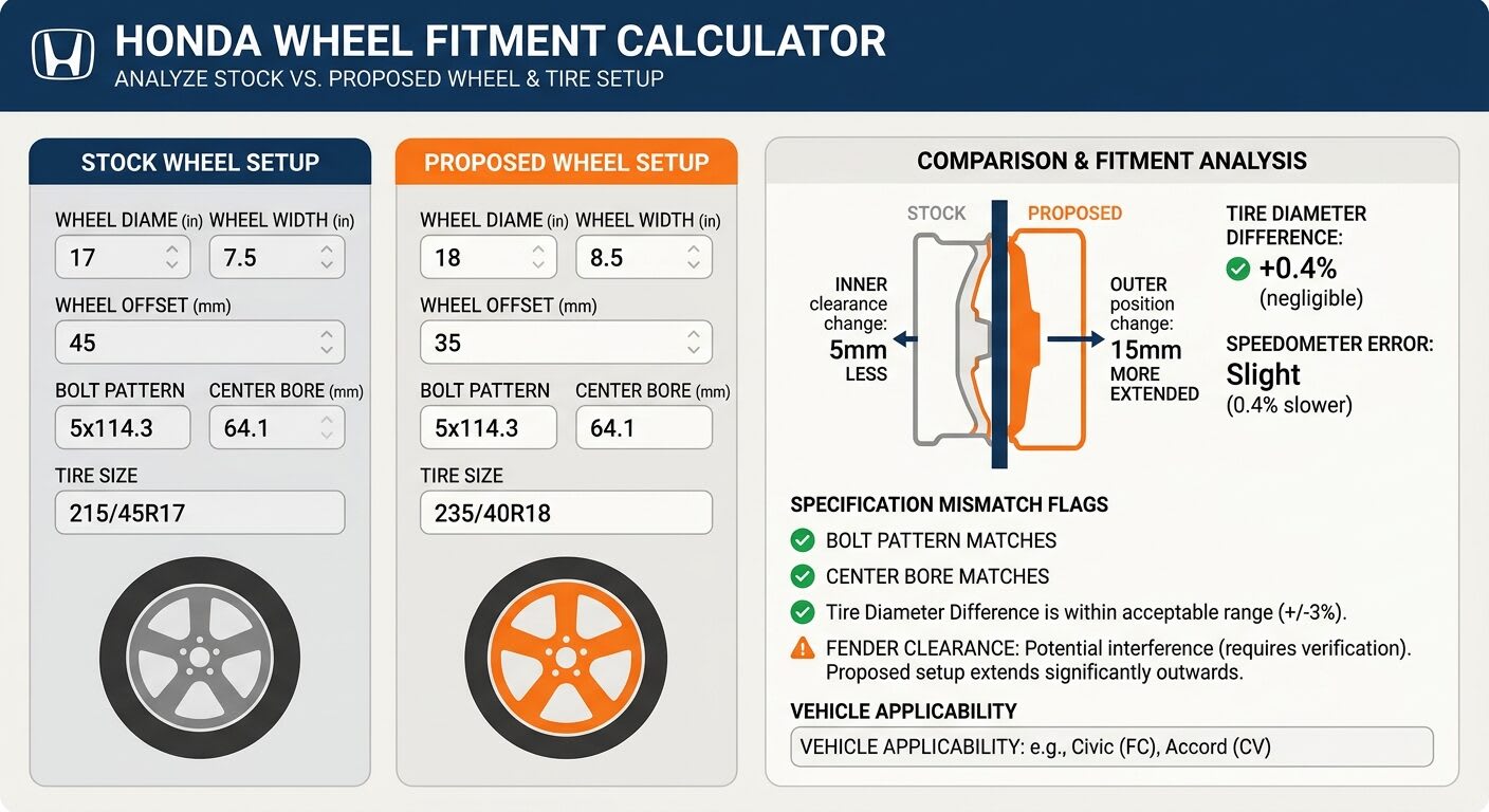 Honda Wheel Fitment Calculator