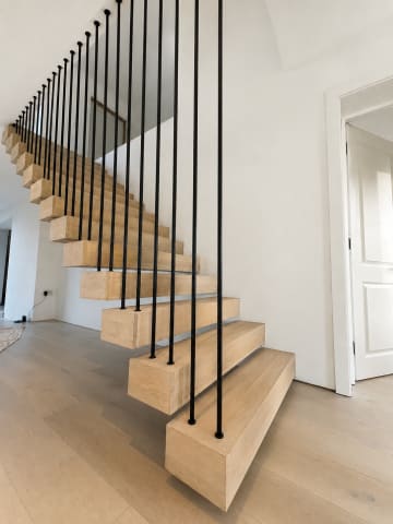 Floating · oak & glass — staircase or glass install by CAworks