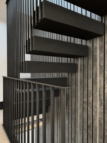 Cantilever · rod balustrade on stone — staircase or glass install by CAworks